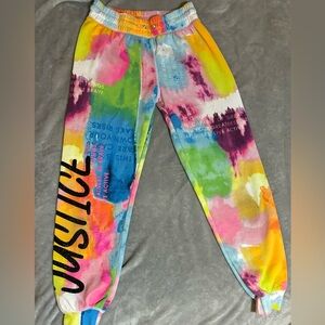 Justice graphic, multicolored girls sweatpants